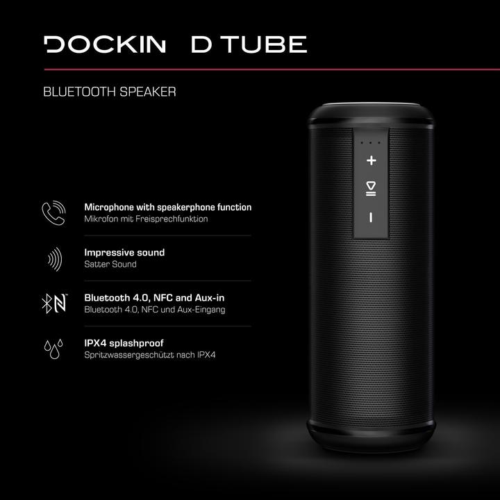 Produktbild Dockin Aktivbox D Tube 2x5W BLU4.0/EDR/3,5Klinke/IPX4 black (Bluetooth)
