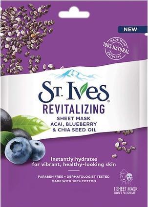 Image du produit St. Ives St Ives Masque en feuille revitalisant à l'huile d'açai, de bleuet et de graines de chia 23ml (23 ml)