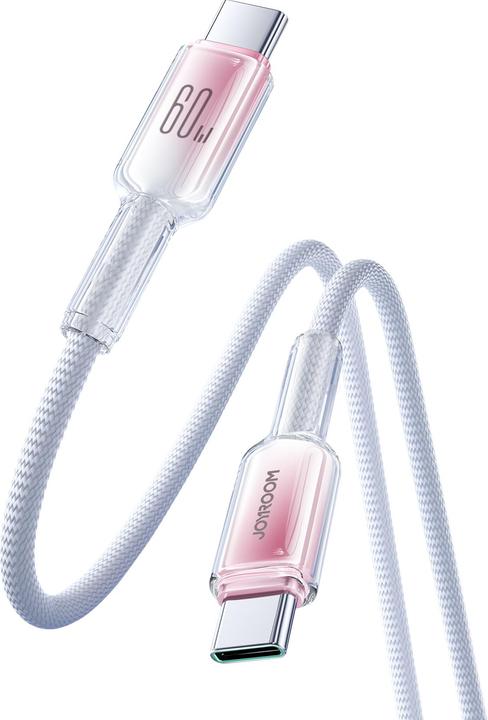 Actual product image Joyroom S-A42 Crystal Clear Series Fast Charging Data Cable Type-C to Type-C 60W 1.2m White (1.20 m)