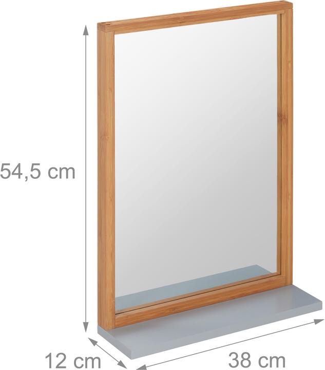 Image du produit Relaxdays Miroir mural et tablette, rectangulaire (38 x 12 x 54,5 cm)