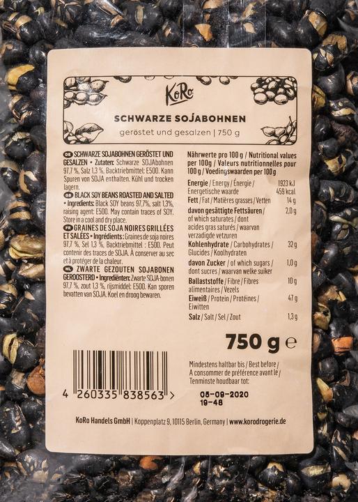 Produktbild KoRo Schwarze Sojabohnen, geröstet und gesalzen (750 g)