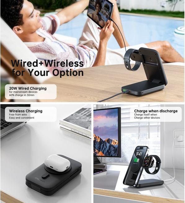 Produktbild Choetech 3in1 Qi2 MagSafe Wireless Charger und Powerbank