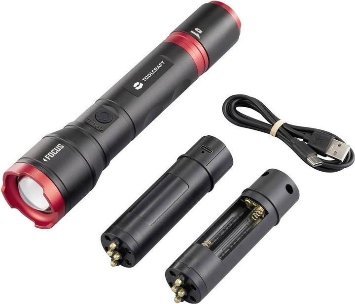 Produktbild Toolcraft Handlampe verstellbar, Einstellbare Punktgrösse, mit Stroboskopmodus (21.40 cm, 1200 lm)