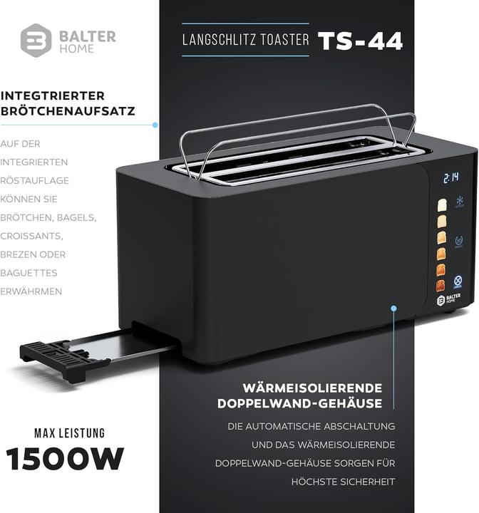 Actual product image Balter Langschlitztoaster TS-44 mit Touch-Bedienung und LCD Display