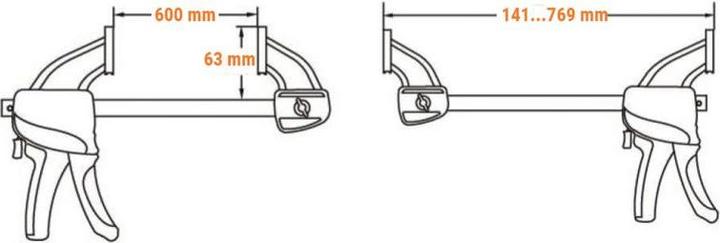 Actual product image Kendo One-hand quick-release clamp 600 mm (600 mm)