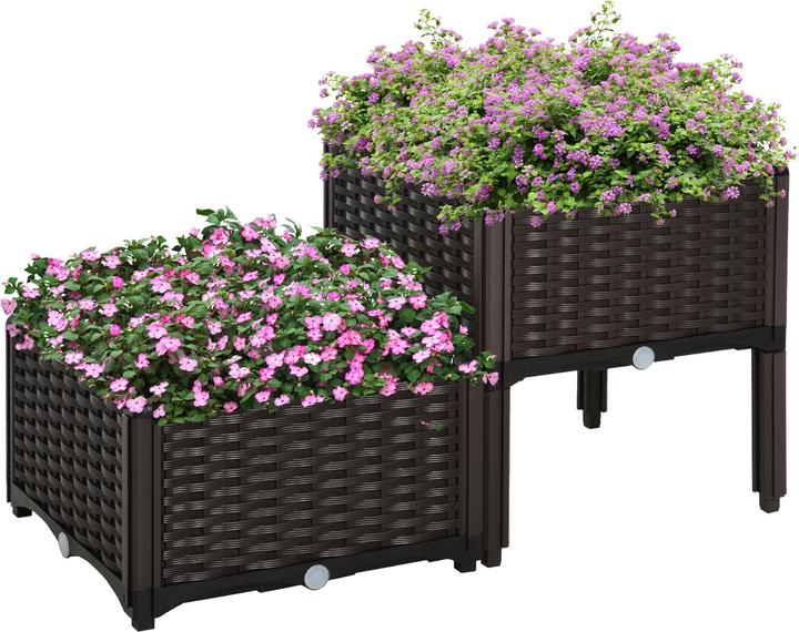 Image du produit Outsunny Parterre surélevé en 2 parties, aspect rotin
