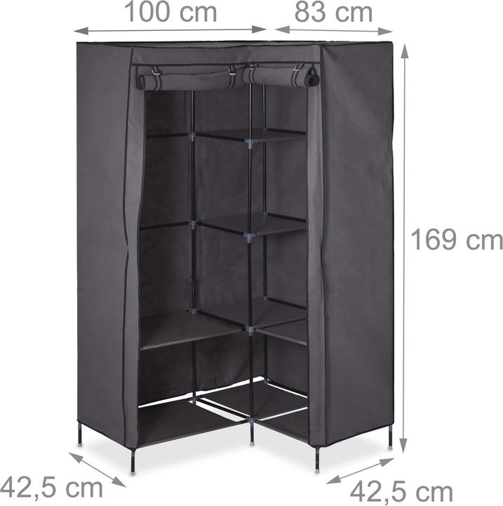 Actual product image Relaxdays Corner Canvas Wardrobe (100 x 83 x 169 cm)