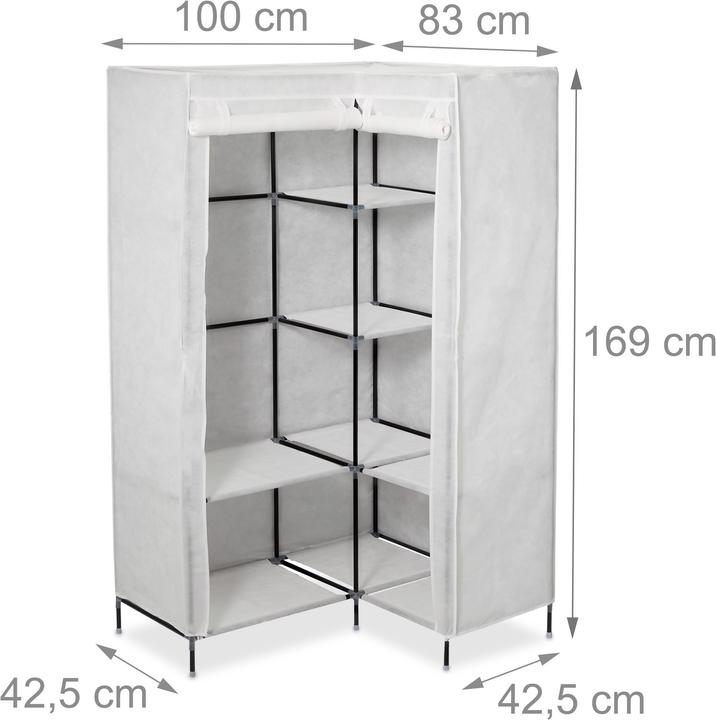 Actual product image Relaxdays Corner Canvas Wardrobe (100 x 83 x 169 cm)