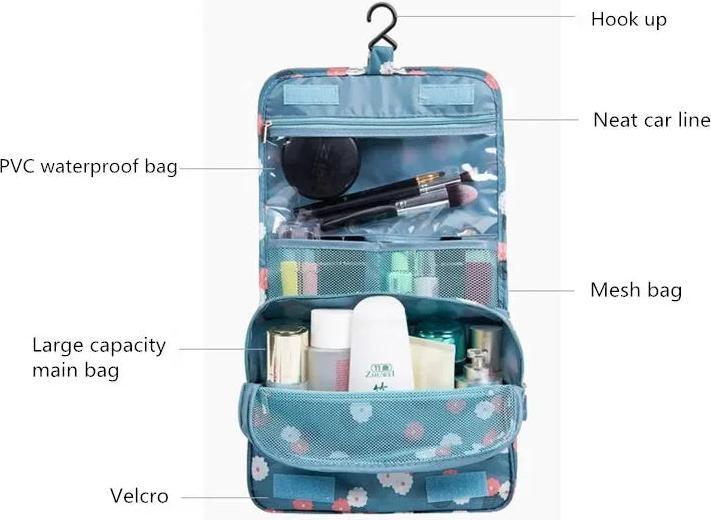 Immagine prodotto Only-Bags.Store Borsa per cosmetici con ganci in nylon, borsa per il trucco, ad alta capacità, borsa per la (24 l)