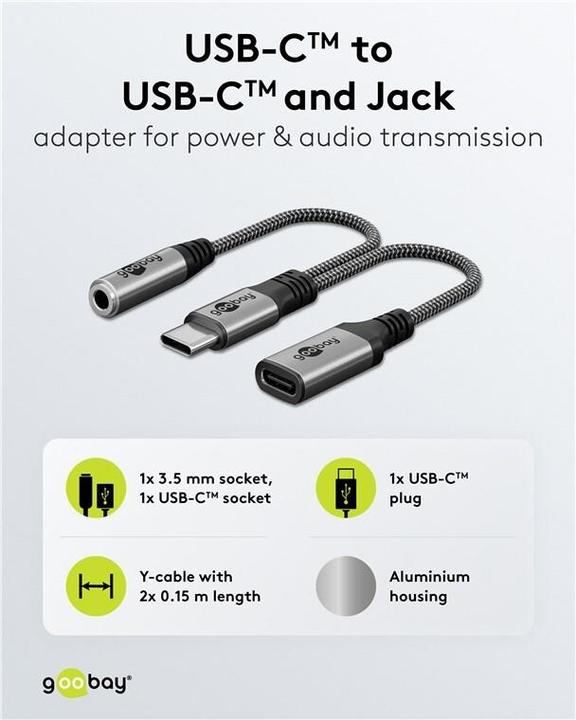 Actual product image Goobay USB-C to USB-C and jack 3.5 mm AUX (USB Type C, USB Type C)