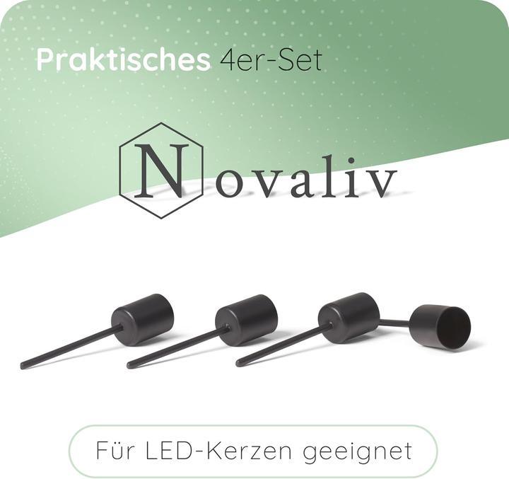 Produktbild Novaliv 4x Stabkerzenhalter Schwarz I Kerzenpick 10 x 2,5 cm Kerzenstecker für Stabkerzen I