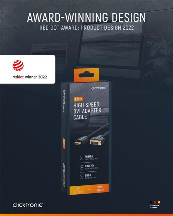 Actual product image clicktronic HDMI (Typ A) — DVI (1 m, HDMI, DVI)
