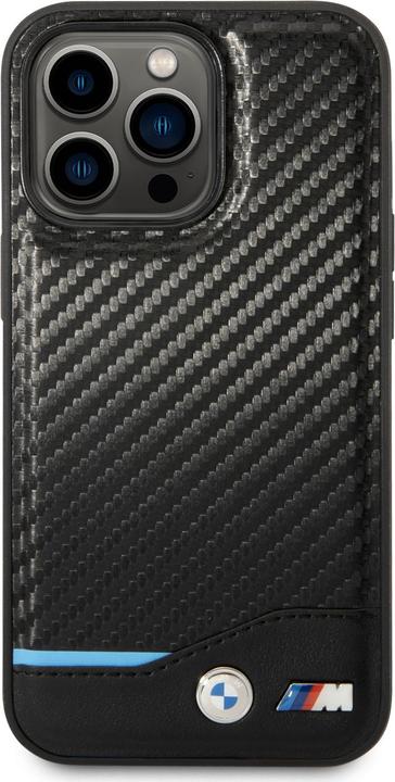 Actual product image BMW Case BMHCP14L22NBCK iPhone 14 Pro 6.1" czarny/black Leather Carbon (Apple iPhone 14 Pro)
