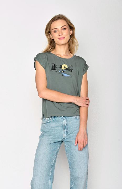 Actual product image Greenbomb Women's Nature Deer River Timid Top (L)