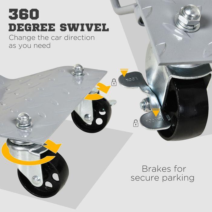 Produktbild Swisshandel24 Rangierheber 2 Stücke Rangierhilfe Reifenwechsel Wagenheber mit 4 Rollen für Auto PKW Grau 40,5L x 3