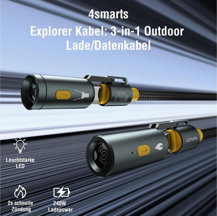 Produktbild 4smarts 3in1 USB-C Kabelset Explorer (1.50 m, USB 3.2 Gen 1)