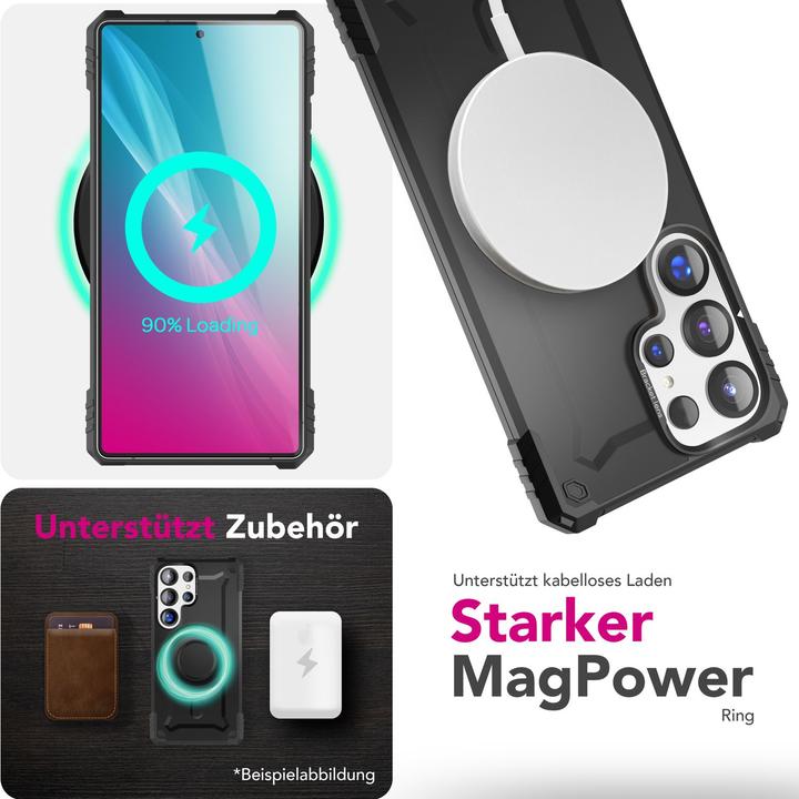 Produktbild Nalia Granite - Armor Panzer Hülle mit MagSafe Ring und Ständer - Military Hardcase (Samsung Galaxy S25 Ultra)