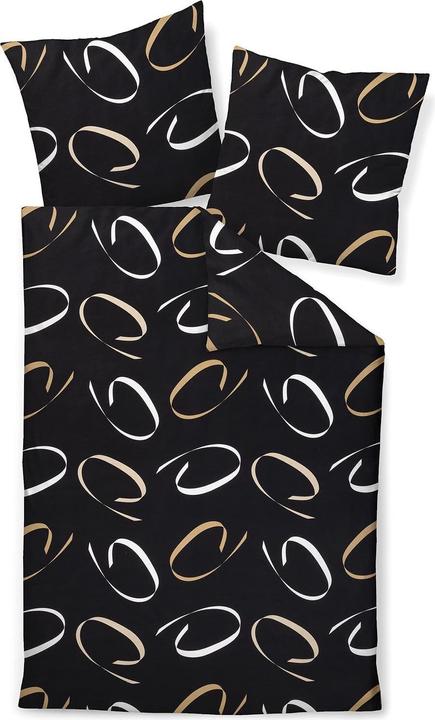 Immagine prodotto Janine Mako-Satin Bettwäsche J.D. 87102 schwarz beige (Copripiumino, 80x80 cm, 135x200 cm)