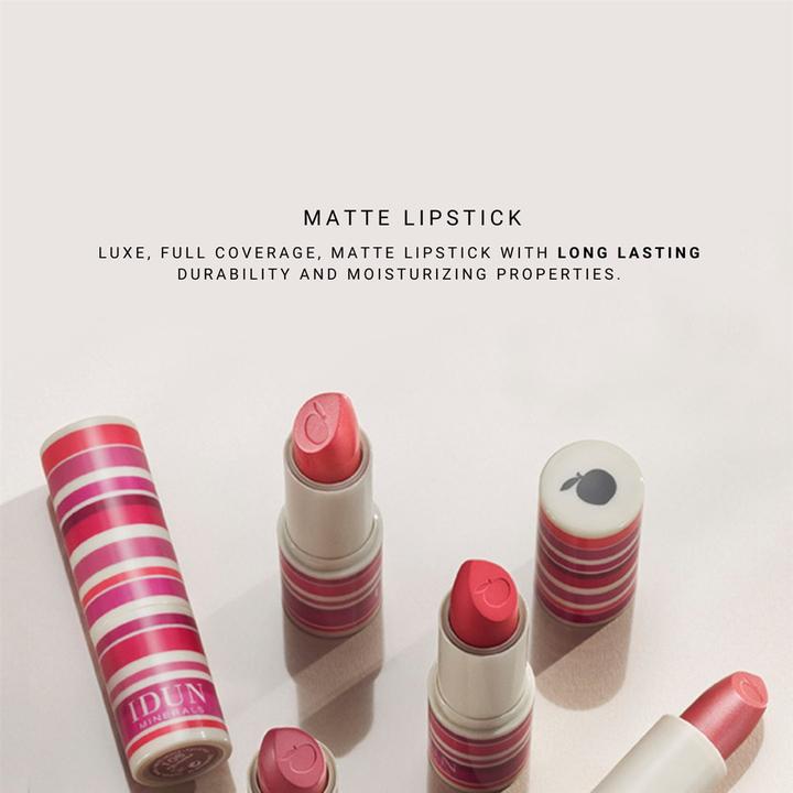 Actual product image IDUN Minerals Lipstick Jungfrubär varm roströd (Bordeaux)