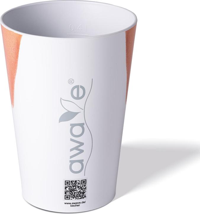 Actual product image Awave 4-piece festival cup set, 400 ml, rPET, with calibration mark and spacer, nose motif (0.40 l, 4 x)