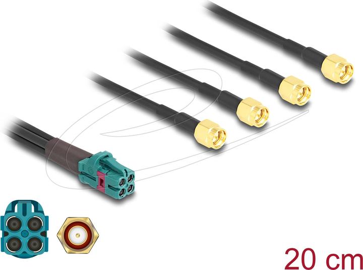 Image du produit Delock Câble Mini FAKRA Z femelle quad vers 4 x SMA mâle type B (Câble d'antenne)