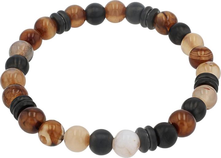 S.Oliver Armschmuck für Herren, Edelstahl, Steel Beads, Achat (19 cm, Edelstahl)