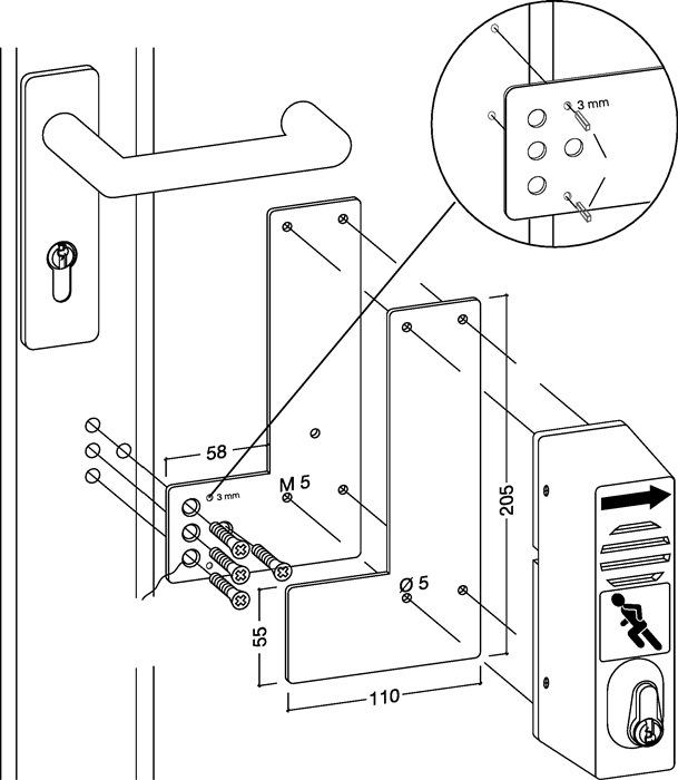 Image du produit GFS Plaque de montage 901 - / 991 470 Montage sur portes en verre Contrôleur de porte pivotant DIN