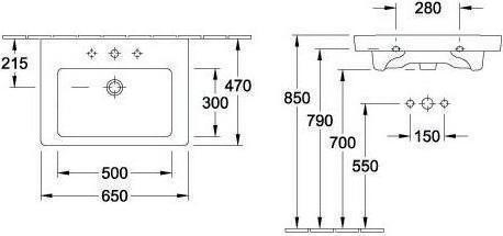 Produktbild Villeroy & Boch V&B Waschtisch SUBWAY 2.0 650x470mm, mit ÜL we C+ (470 mm, 650 mm)