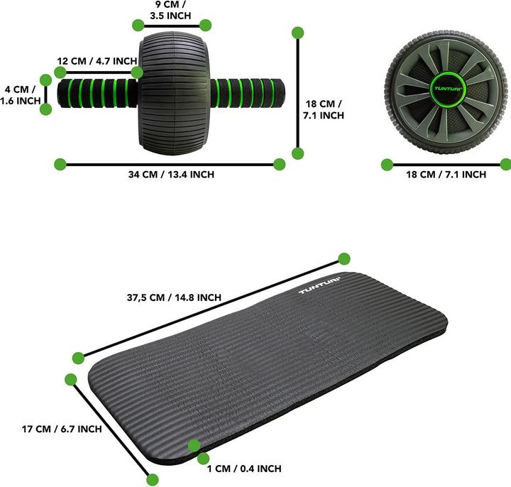 Produktbild Tunturi Pro Exercise Wheel Deluxe Ab Roller mit Matte