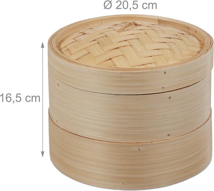 Actual product image Relaxdays Bamboo Steamer Basket, 2 Tiers (Plant materials)