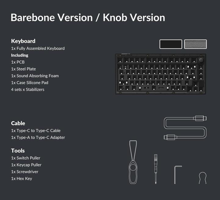 Actual product image Keychron V1 Barebone Knob Version (Barebone, Cable)