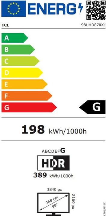 Energie-Label TCL 98UHD870 (98", 4K)