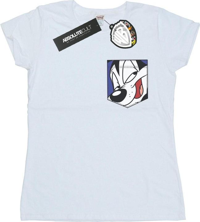 Immagine prodotto Looney Tunes Pepe Le Pew Face Faux Pocket Maglietta Donna (XL)