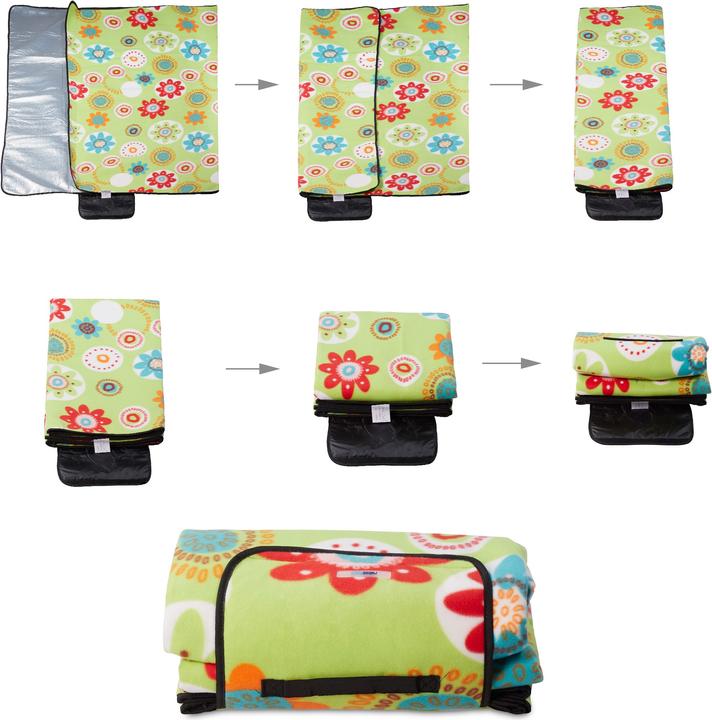Actual product image Relaxdays Green Flower Picnic Blanket