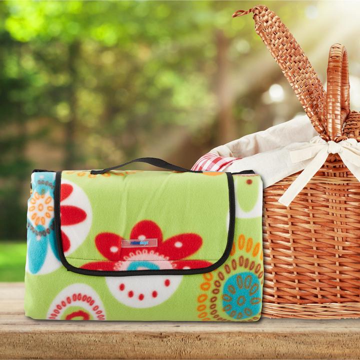 Actual product image Relaxdays Green Flower Picnic Blanket