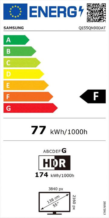 Label énergétique Samsung QE55QN90D (55", QN90D, NeoQLED, QLED, 4K, 2024)