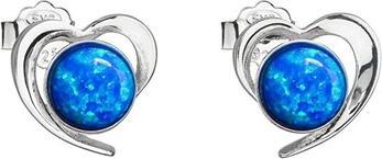 Evolution Group Silver Heart Earrings With Blue Synthetic Opals