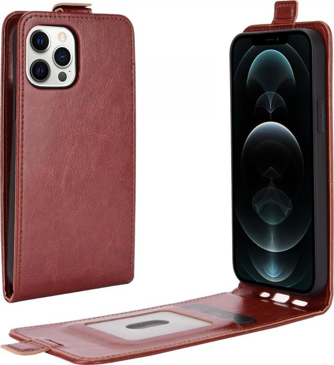 Produktbild Screenguard iPhone 12 Pro Leder Hülle Ledertasche aufklappbar nach unten (Apple iPhone 12 Pro)