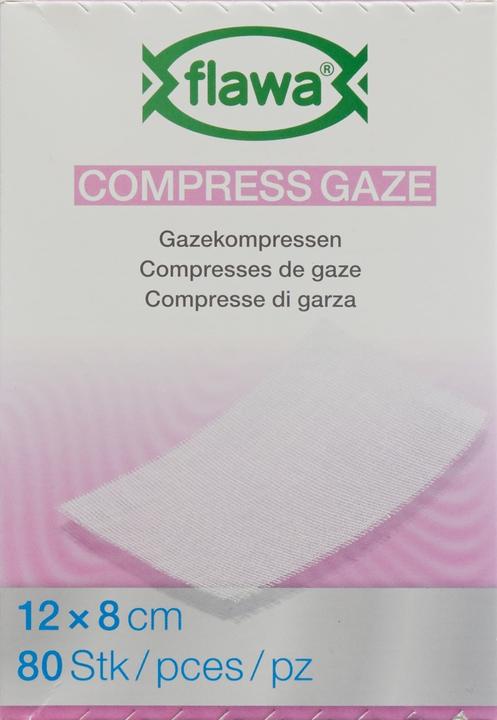 Actual product image Flawa Gazekompressen geschnitten 8x12cm keimreduzierend behandelt