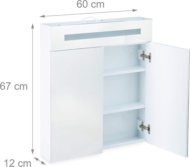Actual product image Relaxdays LED Mirror Cabinet with 2 Doors (60 x 12 x 67 cm)