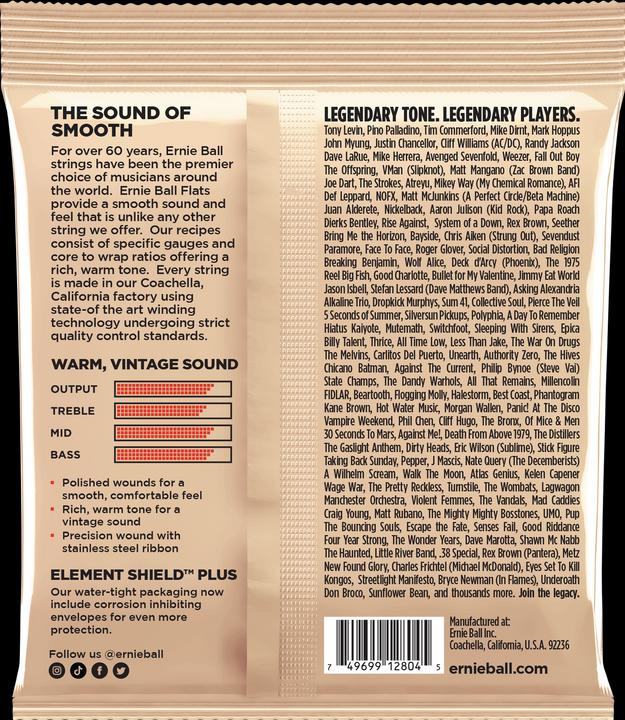Valori nutrizionali e ingredienti Ernie Ball Gruppo II a bobina piatta (4 x, Basso elettrico, 0.11")