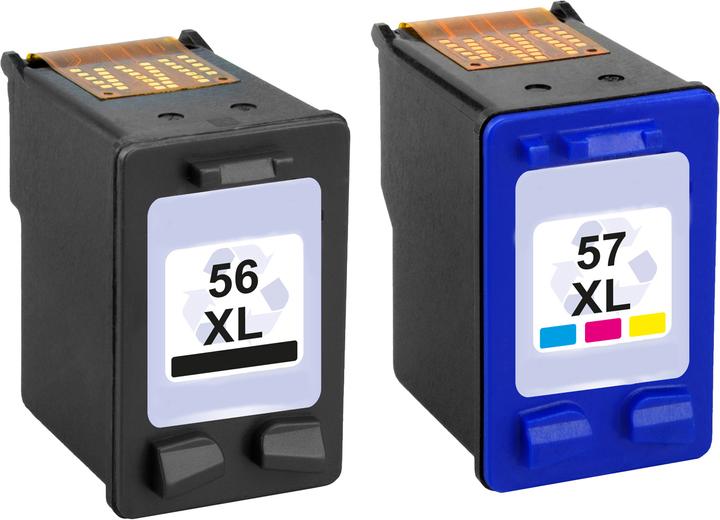 Actual product image Plutoos HP 56 XL HP 57 XL cartridges XXL compatible, set of 2 BK+CL
