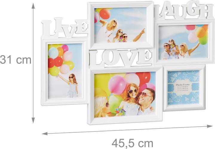 Actual product image Relaxdays Picture Frame Live Love Laugh (10 x 10 cm, 10 x 15 cm, 18 x 13 cm)