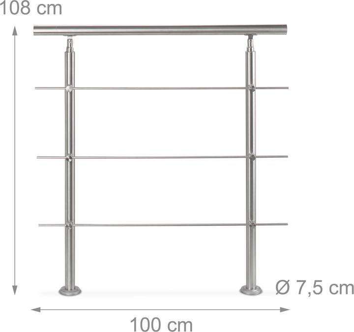 Produktbild Relaxdays Treppengeländer 1,5m (Edelstahl)