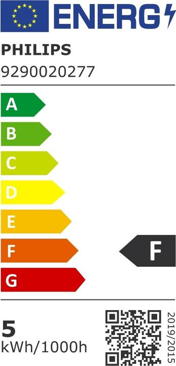 Label énergétique Philips LED Candle & Lustre (E27, 4.30 W, 470 lm, 1 x, F)