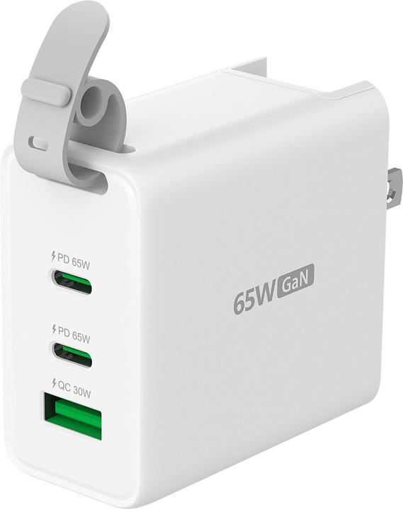 Actual product image j5Create 65W GaN USB-C 3-Port Traveler Charger with changeable AC plugs and USB-C cable, Indoor, AC (65 W)