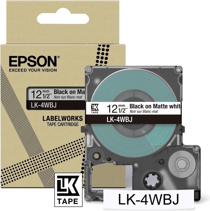 Epson Matte White/Black 12mm LK-4WBJ (1.20 cm, White)