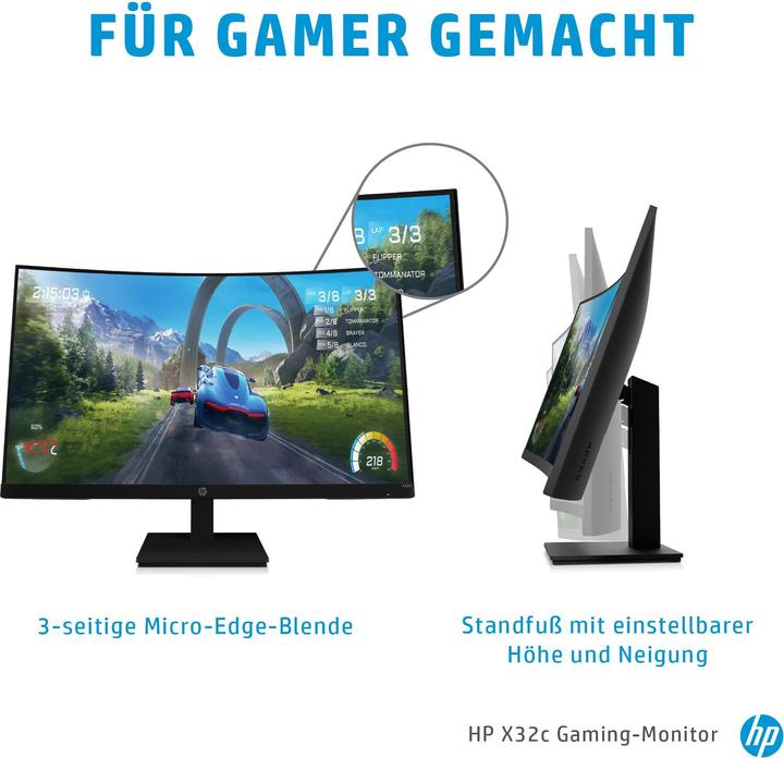 Produktbild HP X32c 80 cm (31.5" ) 1920 x 1080 Pixel Full HD LCD Schwarz (1920 x 1080 Pixel, 31.50")