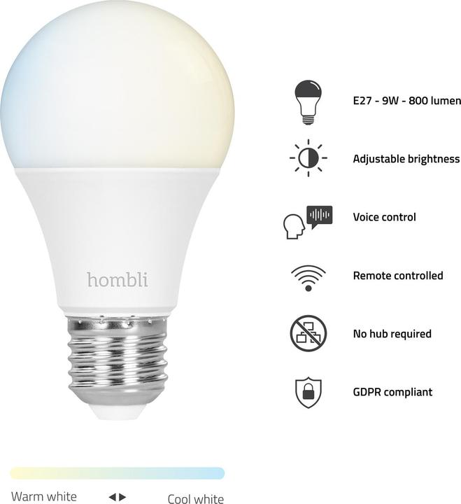 Immagine prodotto Hombli Smart (E27, 9 W, 800 lm, 2 x, F)