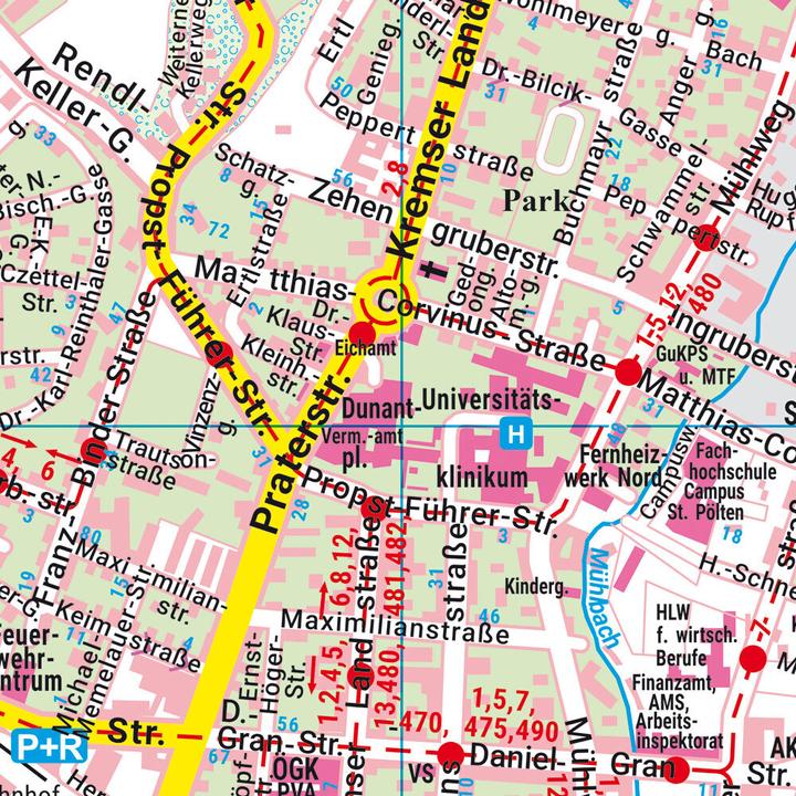 Produktbild St. Pölten, Stadtplan und Bezirkskarte